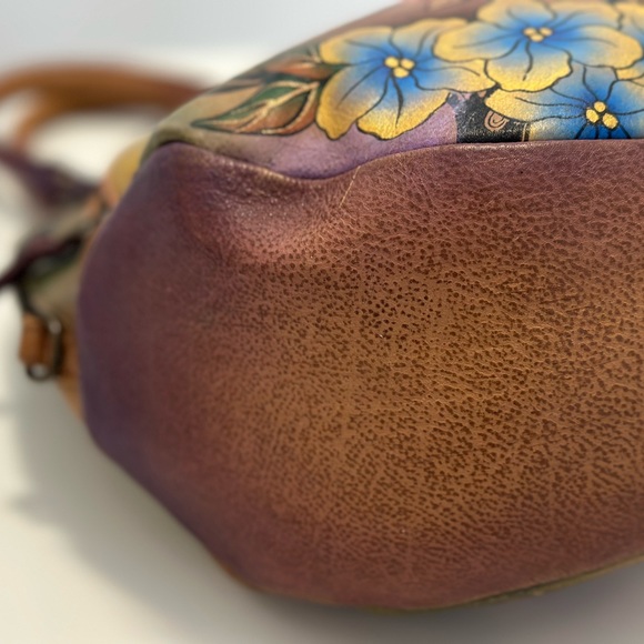 Anuschuka Hand Painted Large Dome Satchel Handbag Love Birds & Florals - Picture 6 of 15
